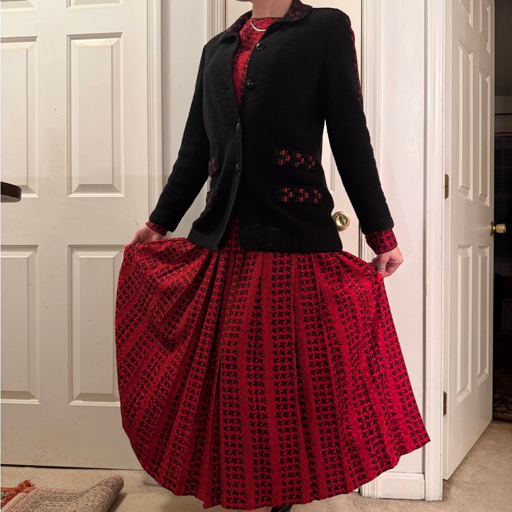 Silk Long Sleeve Skirt, Top & Sweater Lihli New York Vintage Outfit - Picture 2 of 12